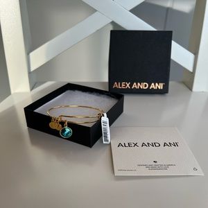 Alex and Ani Birthstone December Blue Zircon Bangle Bracelet Brand New